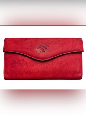 Vintage Buxton Leather Wallet - Genuine Top Grain Cowhide - Red Clutch